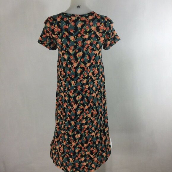 Lularoe Carly Dress Floral Trellis Size XXS T-shirt dress Short Sleeve - Picture 2 of 8